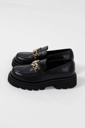 ALOHAS Black Leather Track Loafers