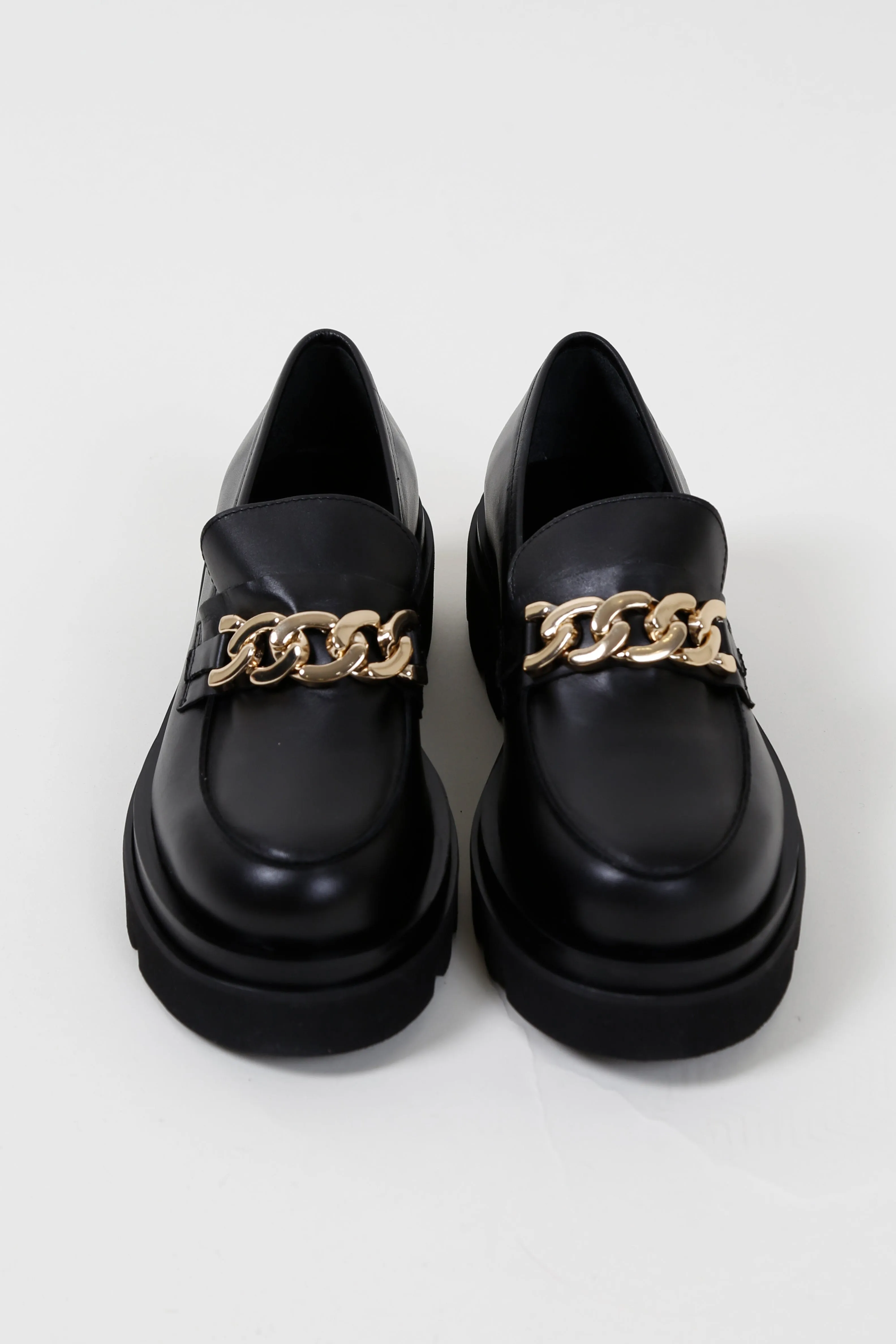 ALOHAS Black Leather Track Loafers