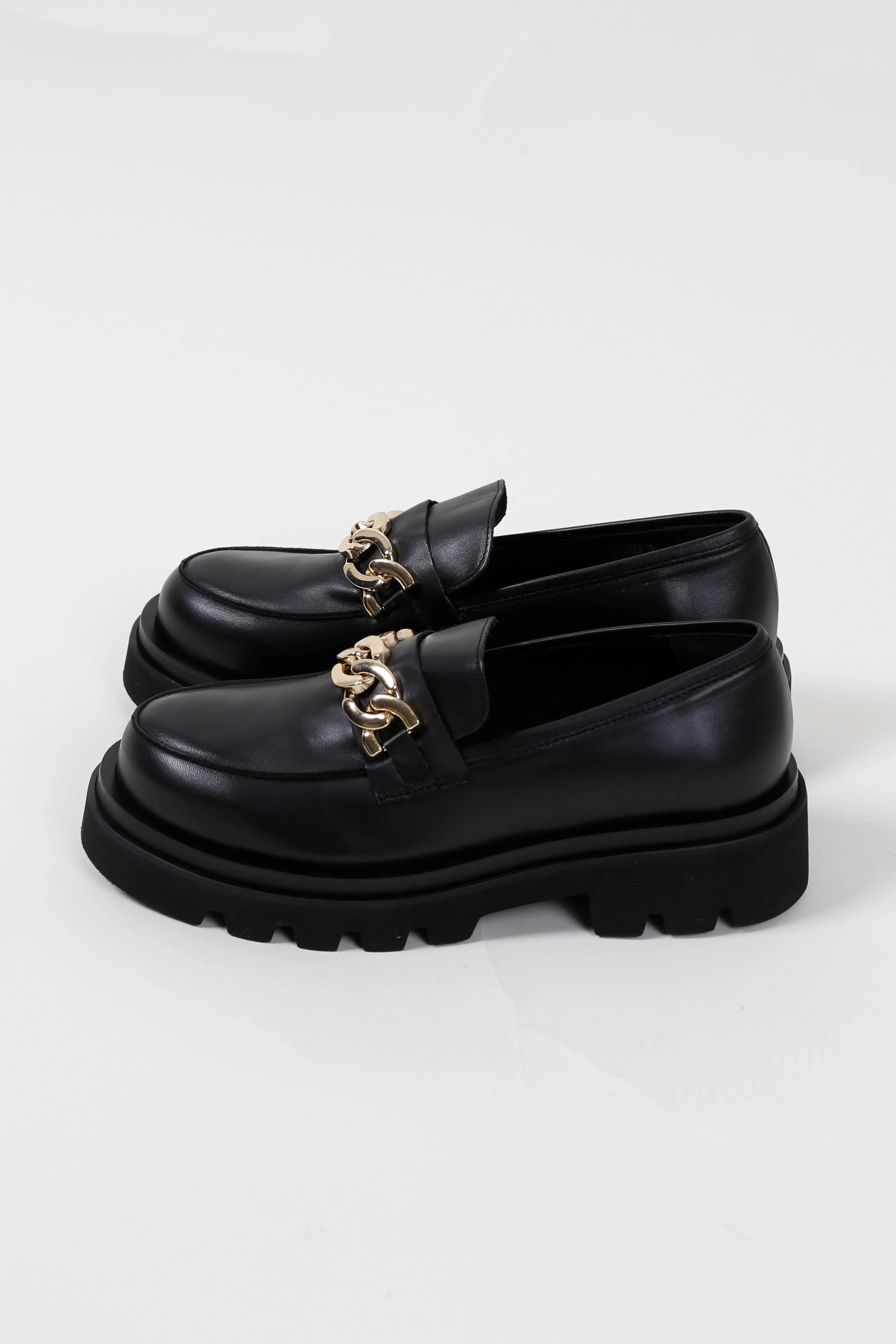 ALOHAS Black Leather Track Loafers