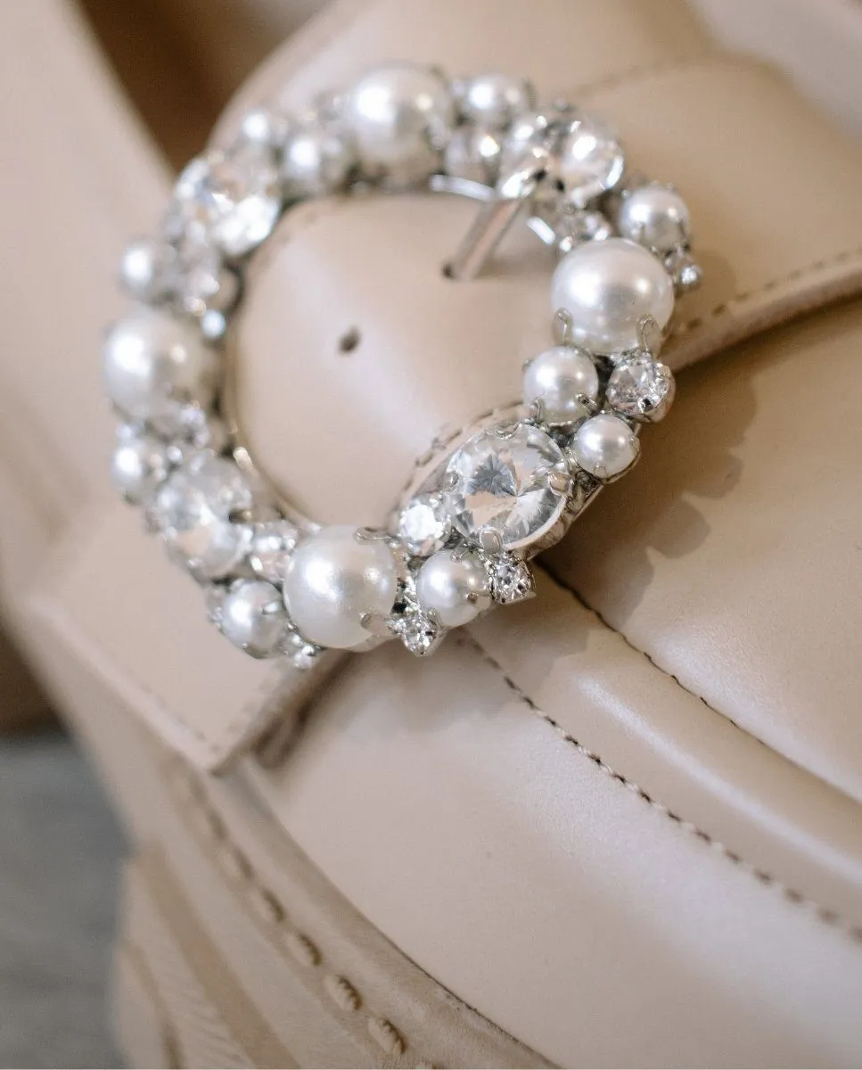 Alohas Womens Trailblazer Crystal Ivory/Beige Leather Loafers - Chic & Stylish Footwear for Effortless Elegance
