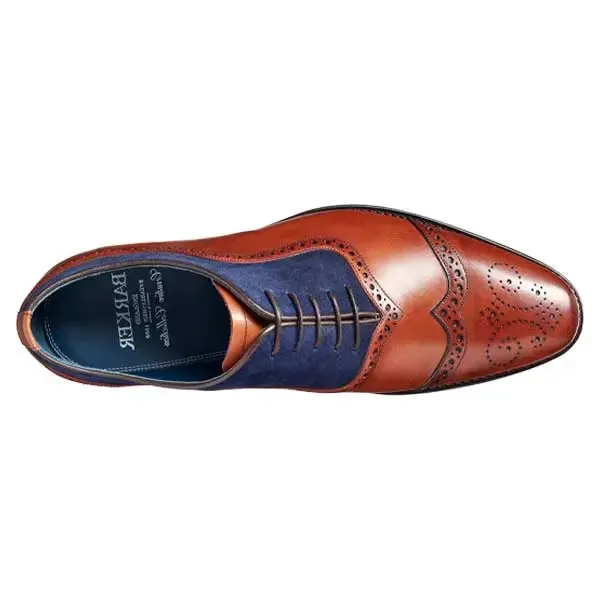 BARKER Nicholas Shoes - Mens Oxford Style - Antique Rosewood & Navy Suede