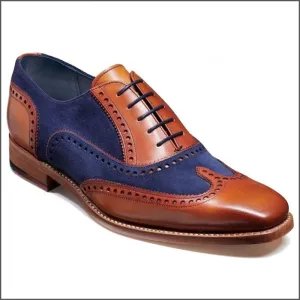 Barker Spencer Antique Rosewood/Navy Suede Oxford^