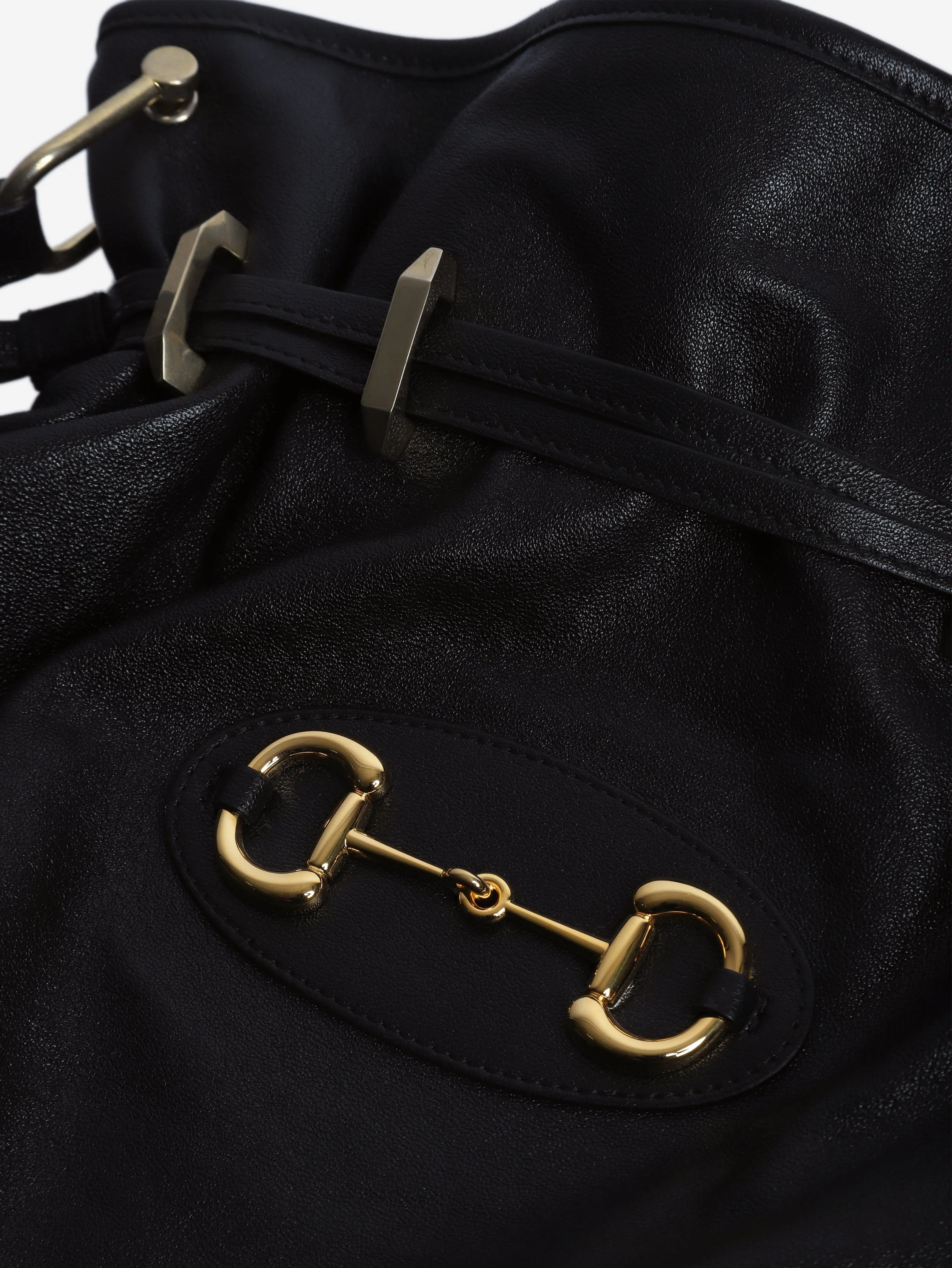 Black leather Horsebit shoulder bag