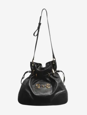 Black leather Horsebit shoulder bag