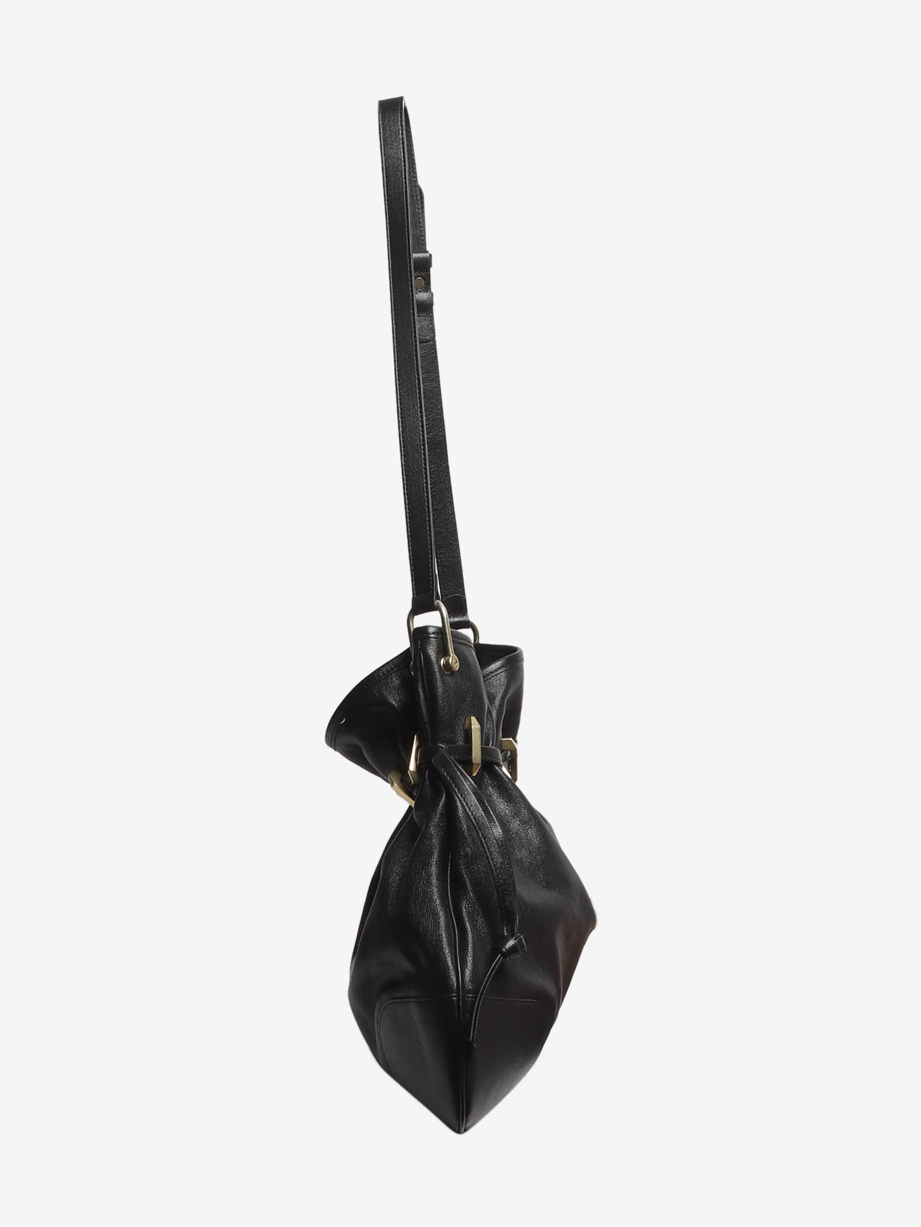 Black leather Horsebit shoulder bag