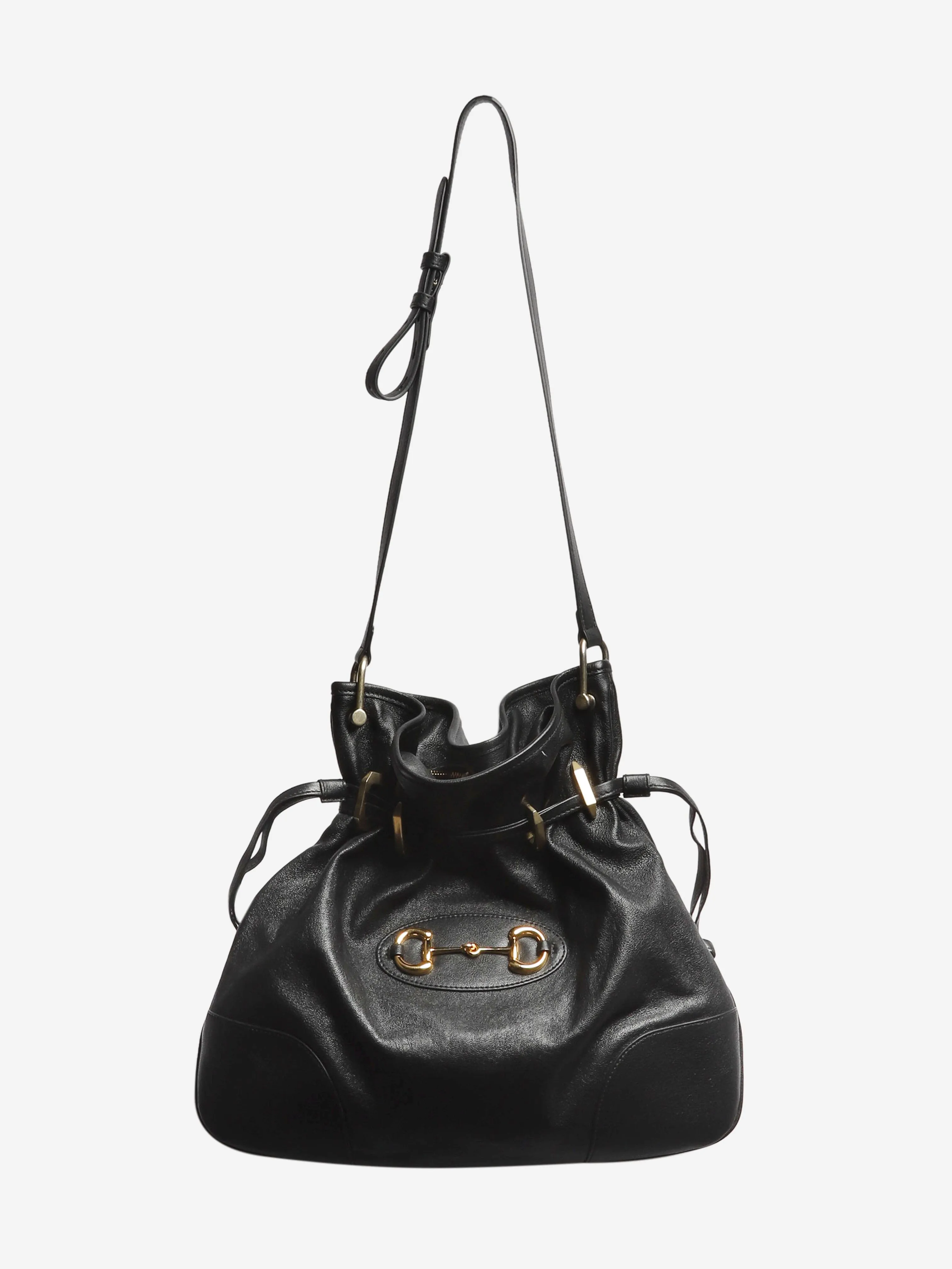 Black leather Horsebit shoulder bag