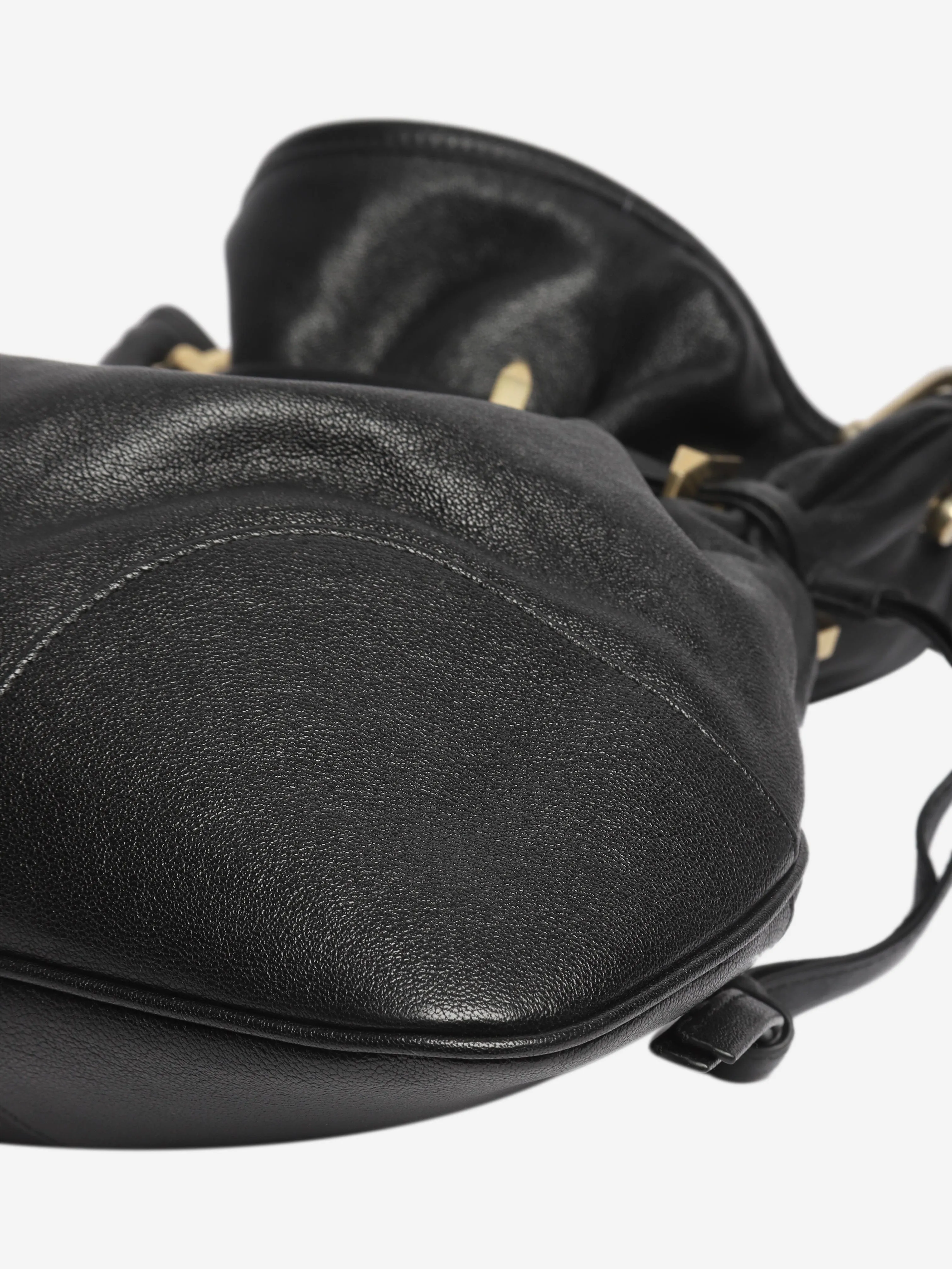 Black leather Horsebit shoulder bag