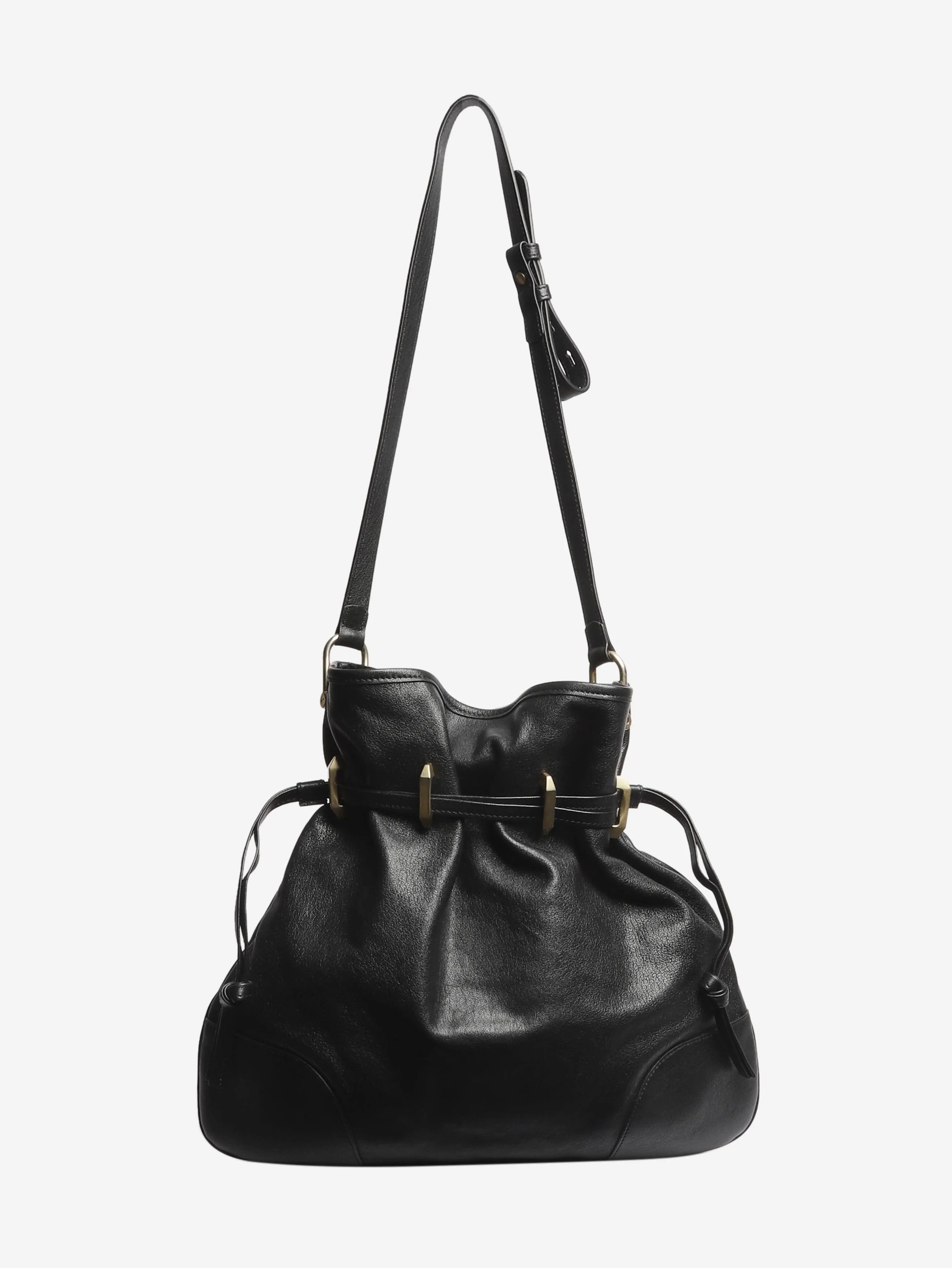 Black leather Horsebit shoulder bag