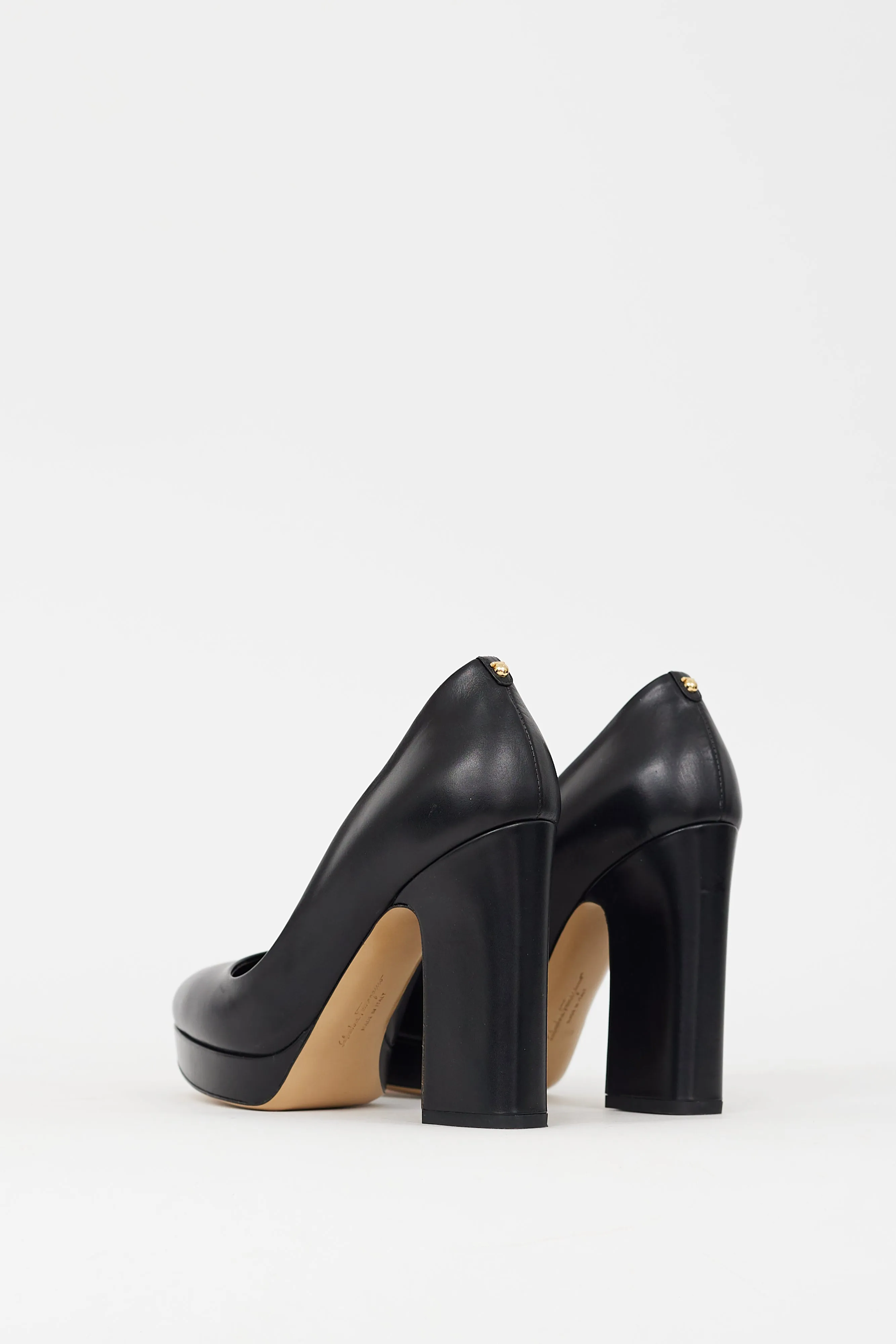Black Leather Platform Pump