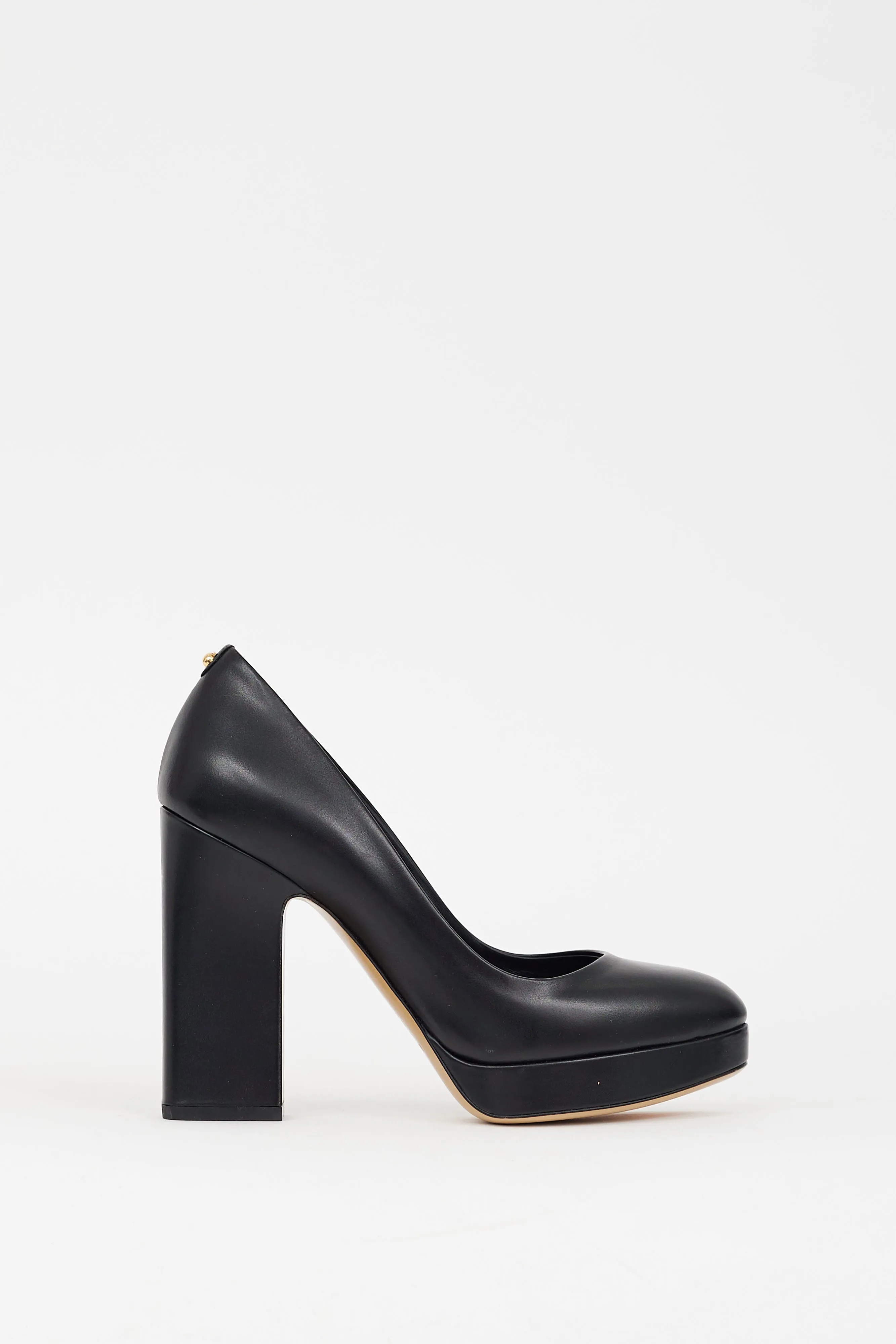 Black Leather Platform Pump