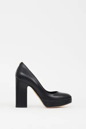 Black Leather Platform Pump