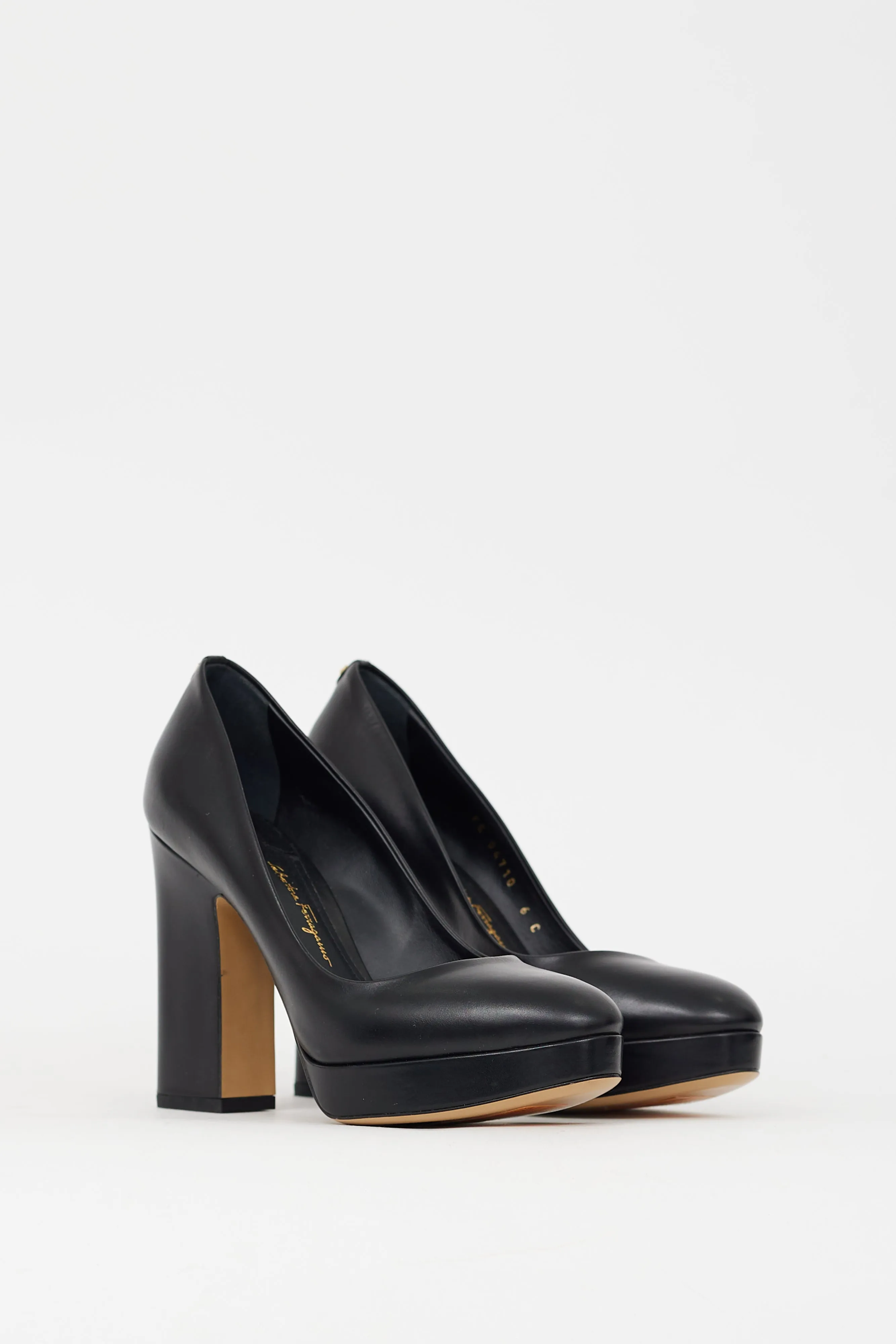 Black Leather Platform Pump