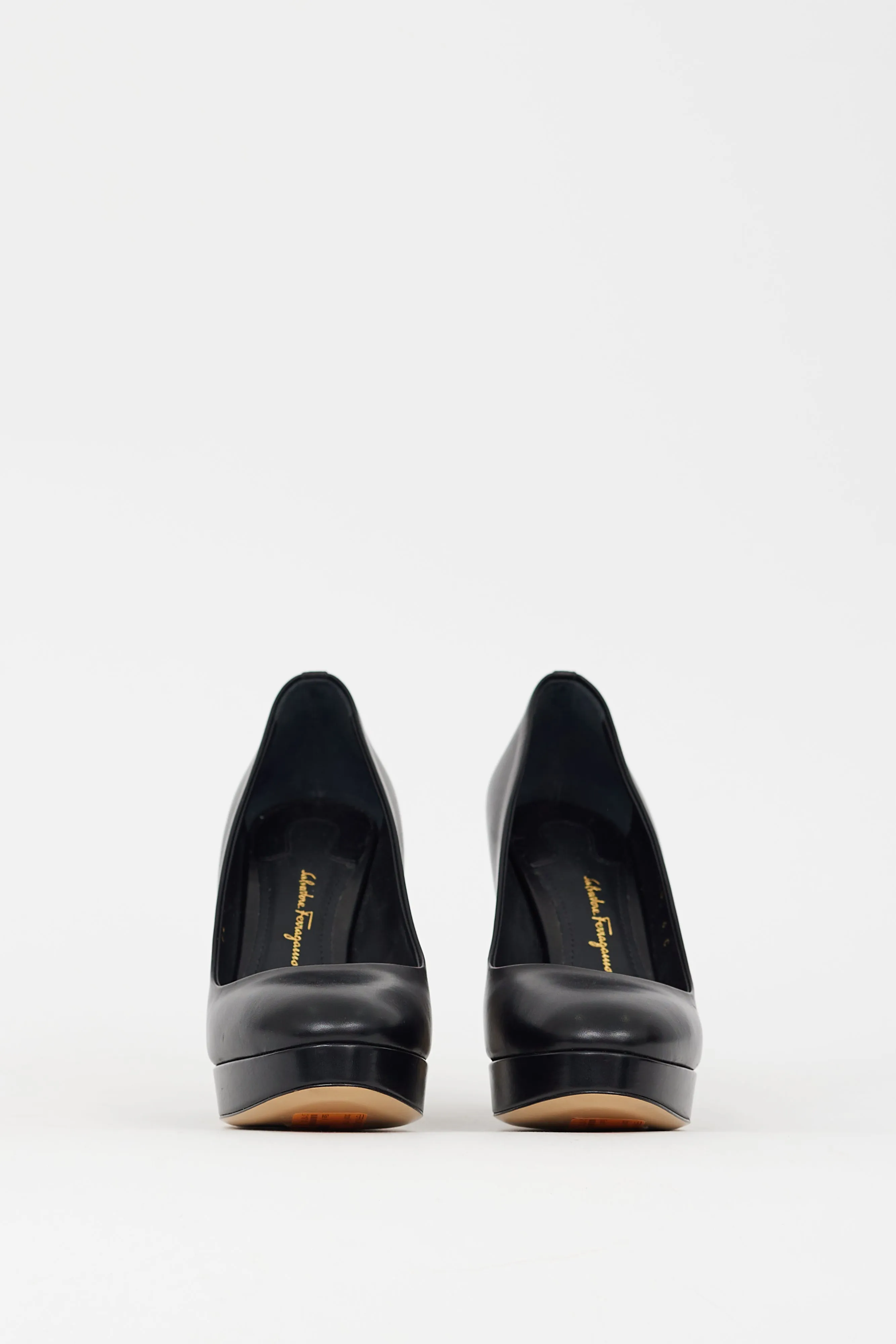 Black Leather Platform Pump