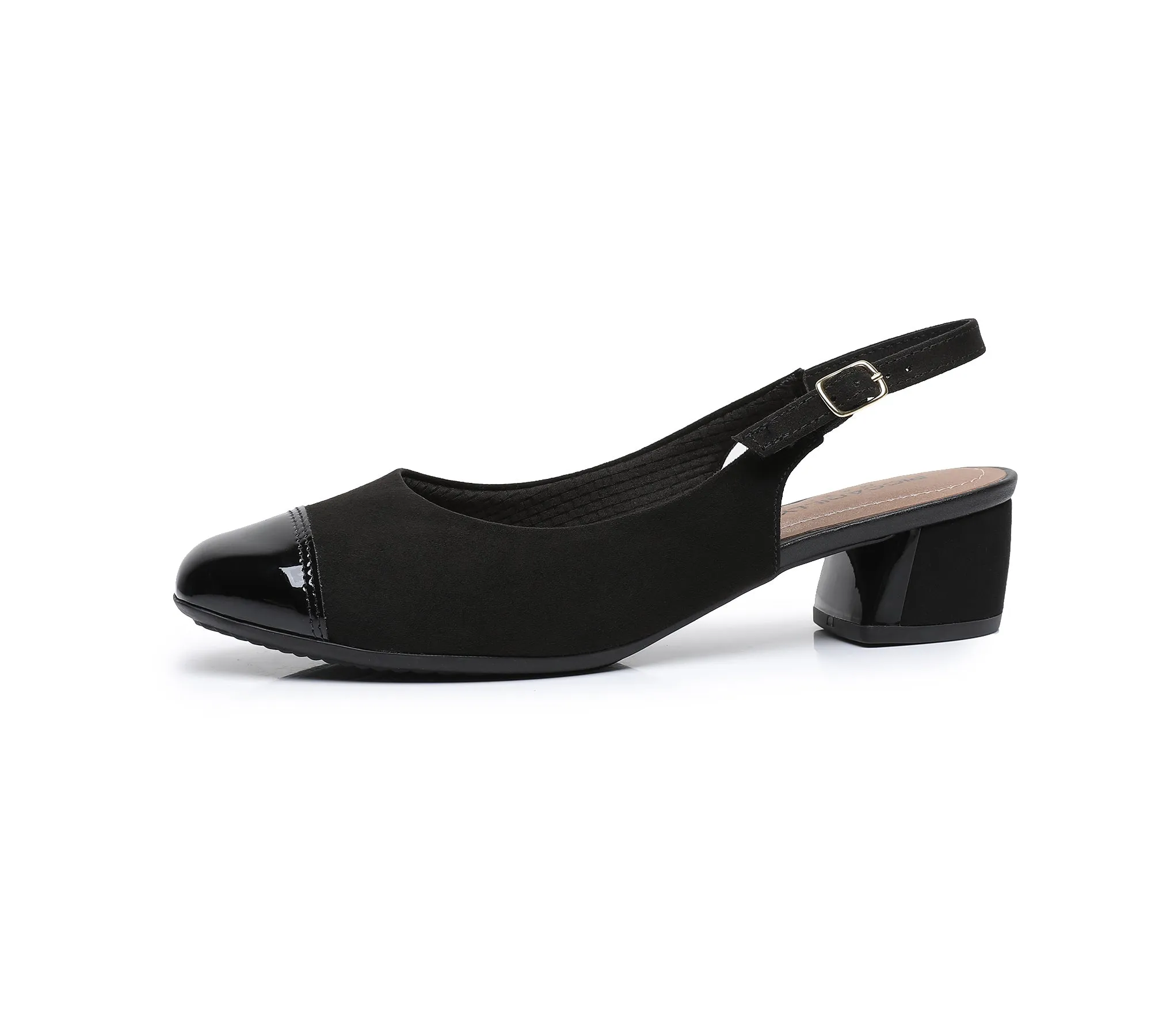 Black Microfiber Sling Back Pumps for Women (322.031)