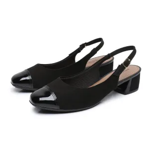 Black Microfiber Sling Back Pumps for Women (322.031)