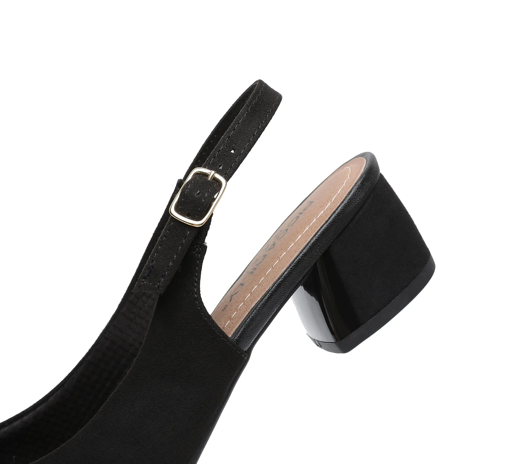 Black Microfiber Sling Back Pumps for Women (322.031)