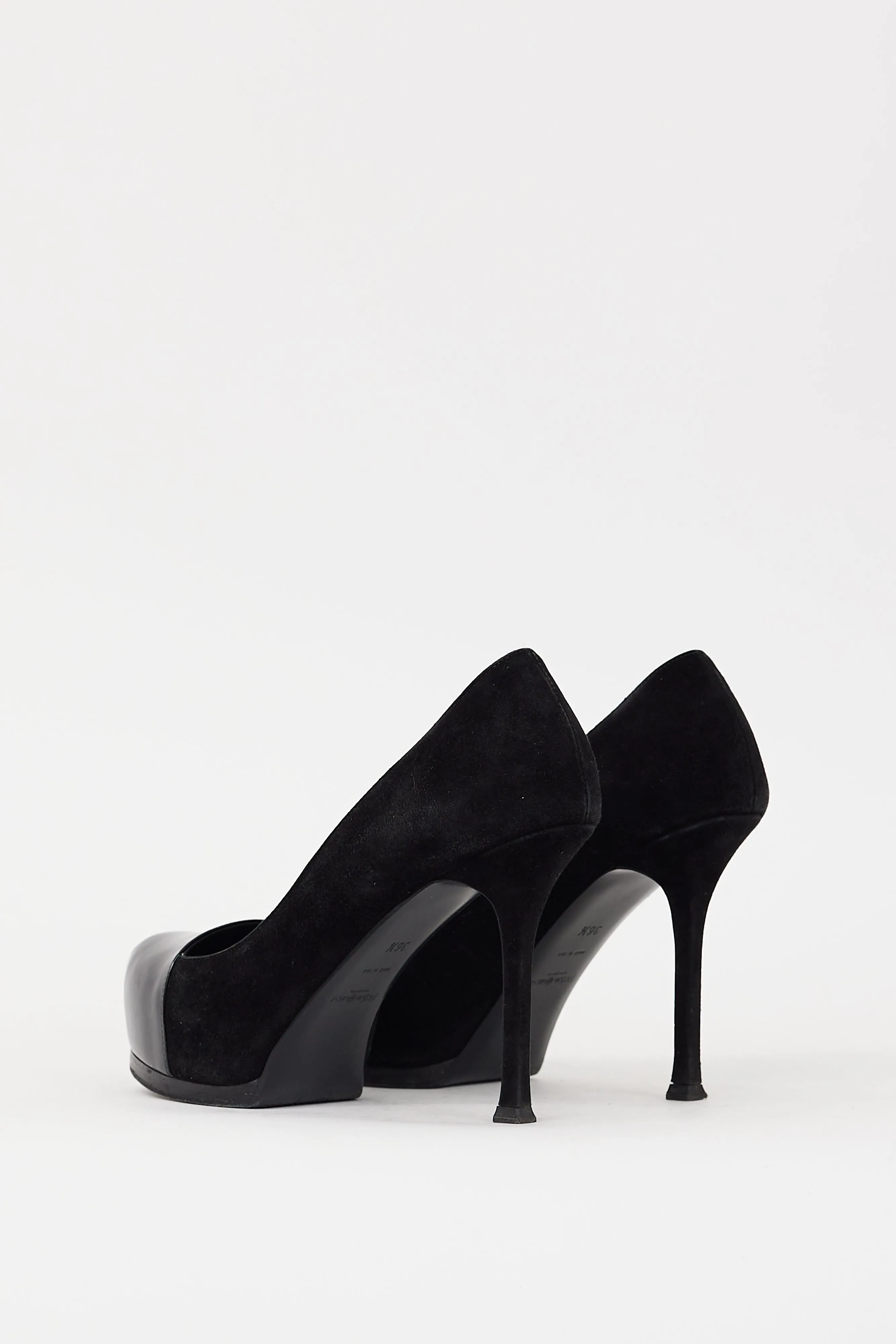 Black Patent Leather & Suede Platform Pump
