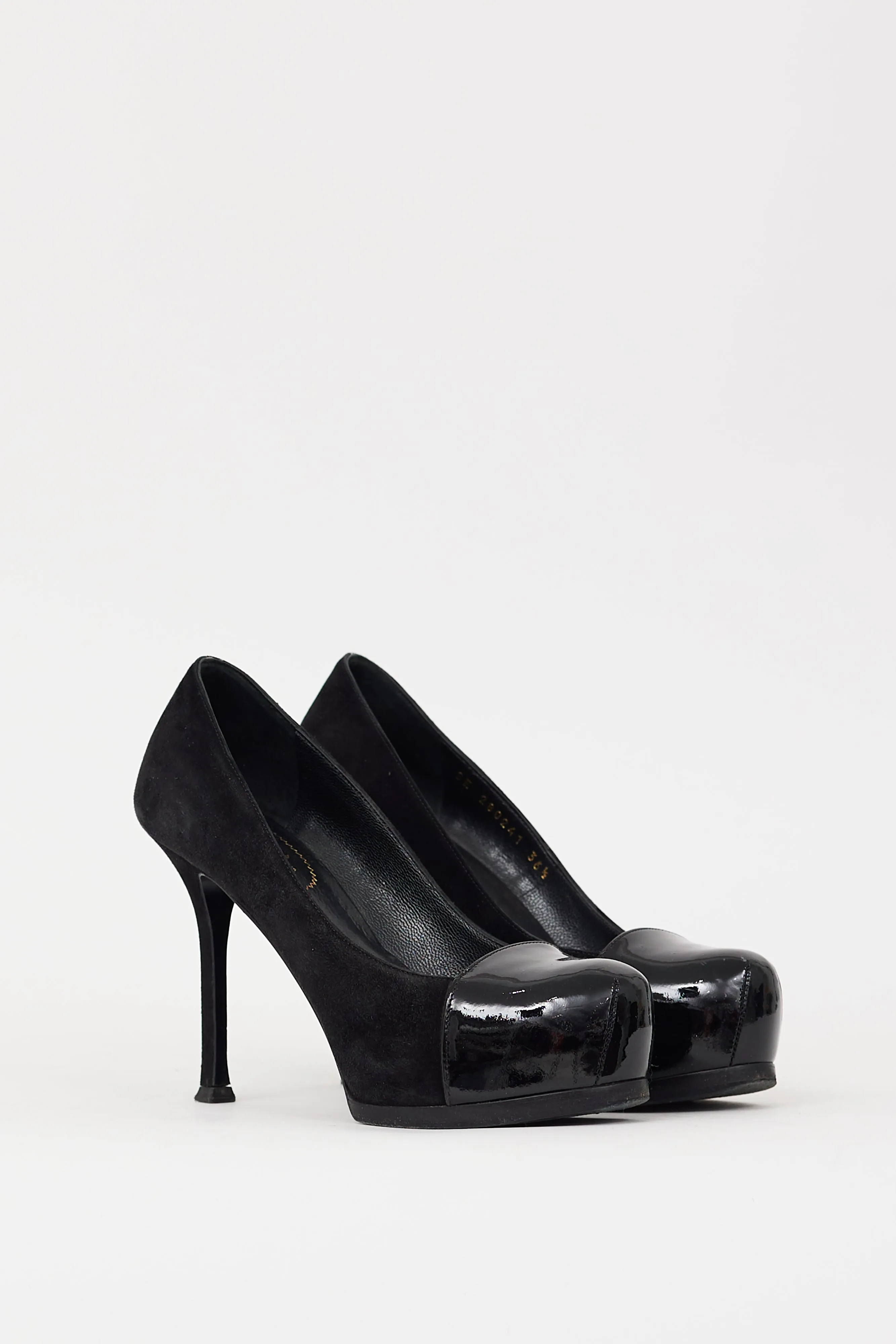 Black Patent Leather & Suede Platform Pump