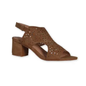 Block Heel Sandals - Brown