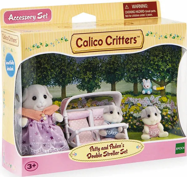 Calico Critters Patty and Paden's Double Stroller Set