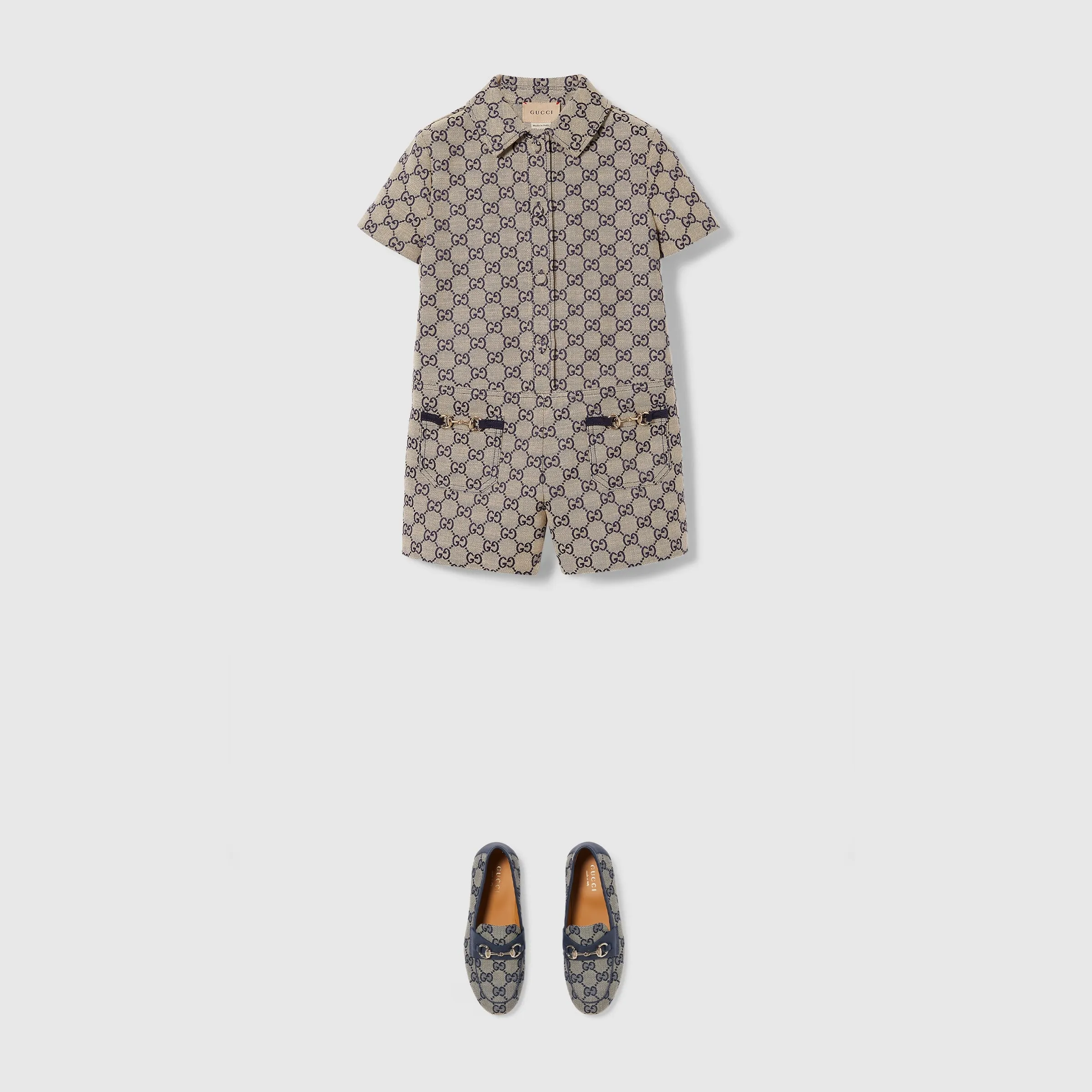 Children's GG Canvas Playsuit