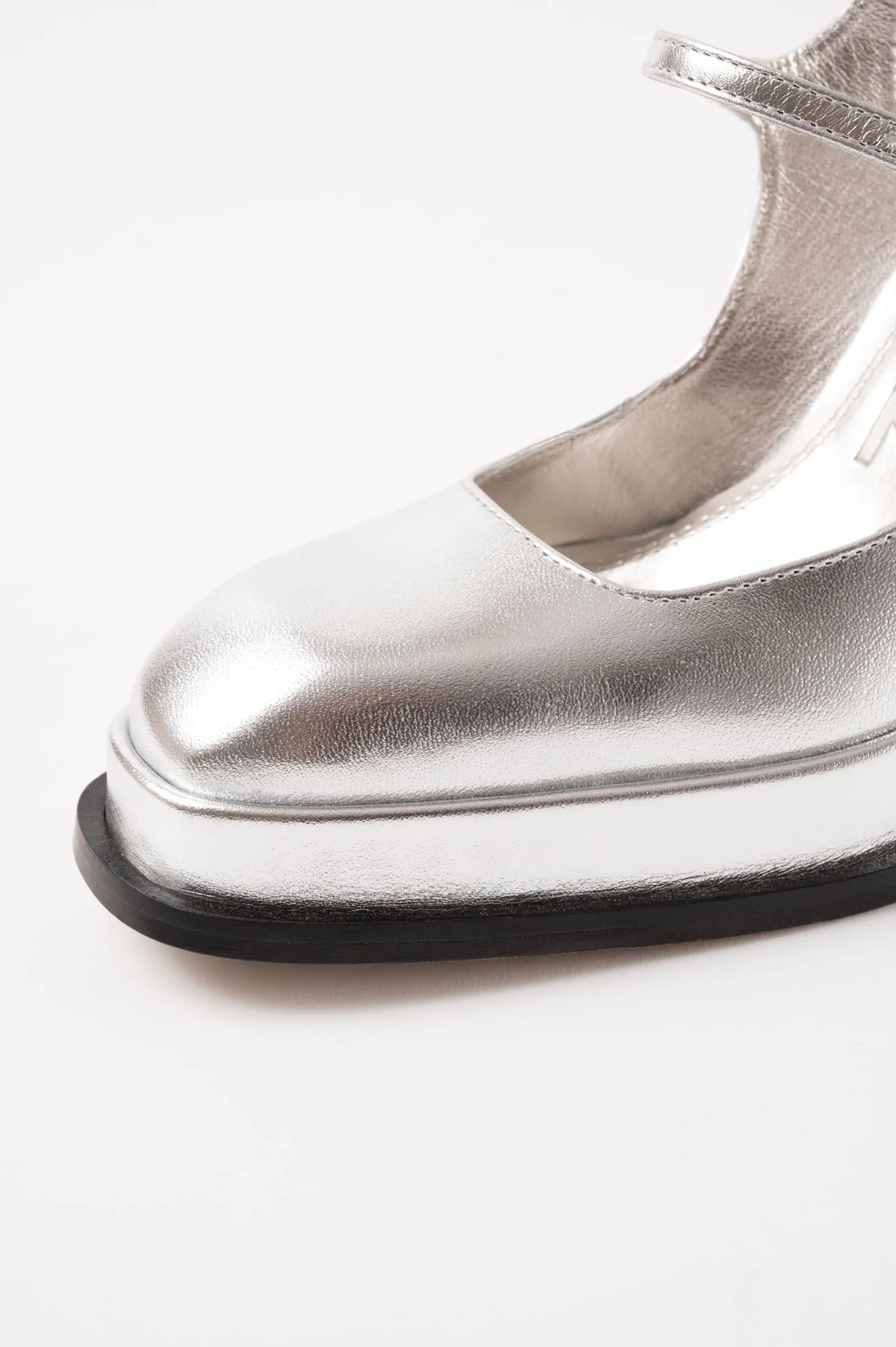 CLAUDIA - Silver Leather Platform Pumps