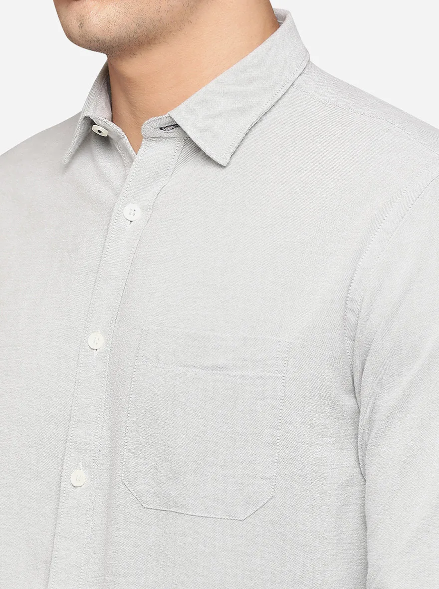 Cool White Solid Slim Fit Casual Shirt | Greenfibre