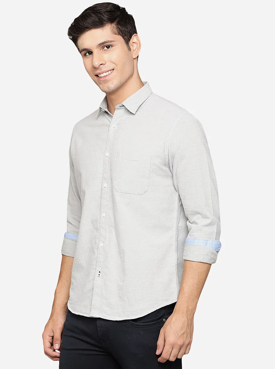 Cool White Solid Slim Fit Casual Shirt | Greenfibre