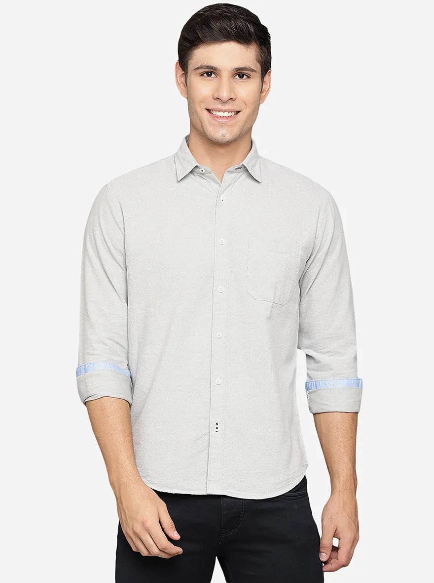Cool White Solid Slim Fit Casual Shirt | Greenfibre