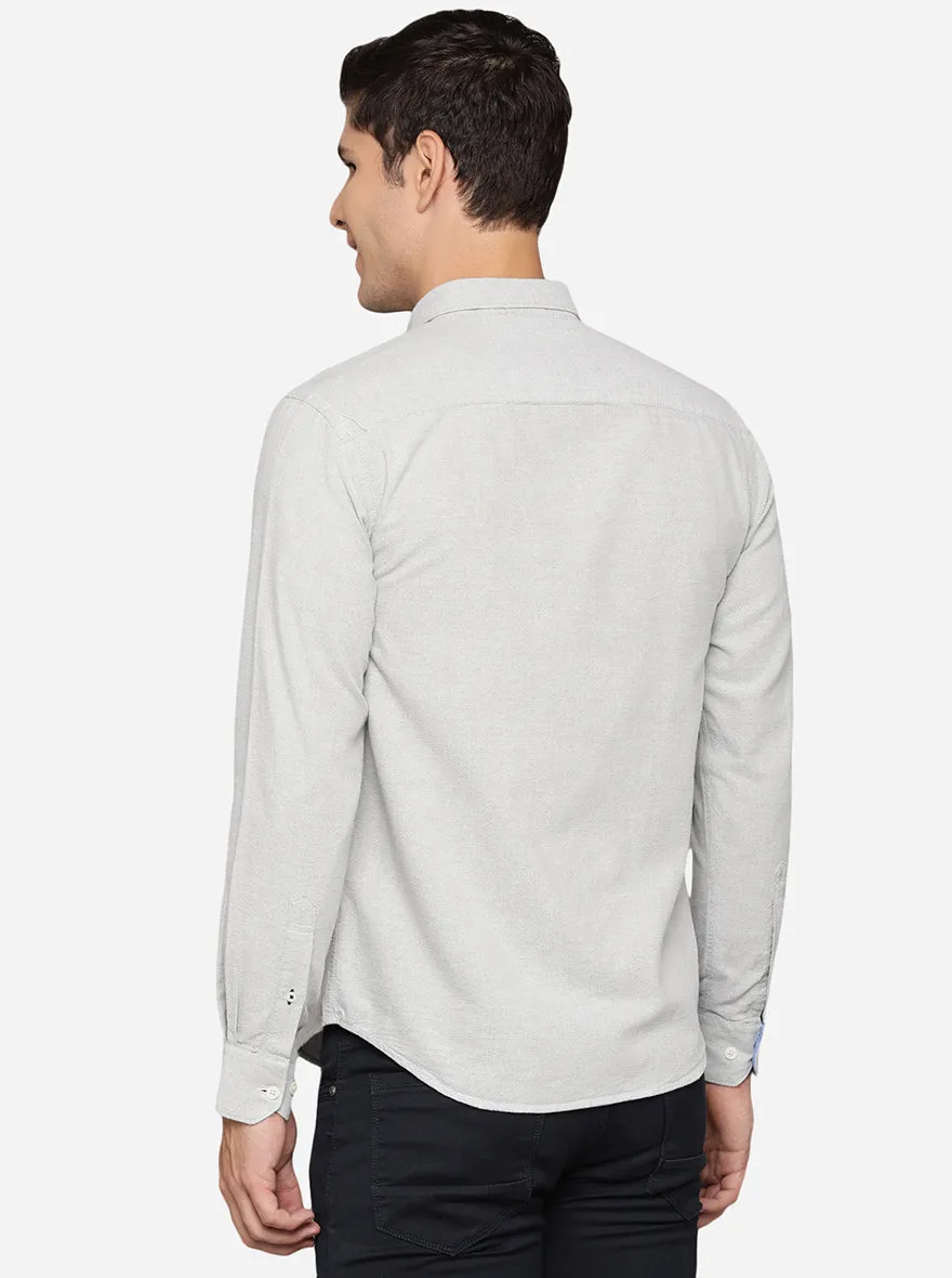 Cool White Solid Slim Fit Casual Shirt | Greenfibre