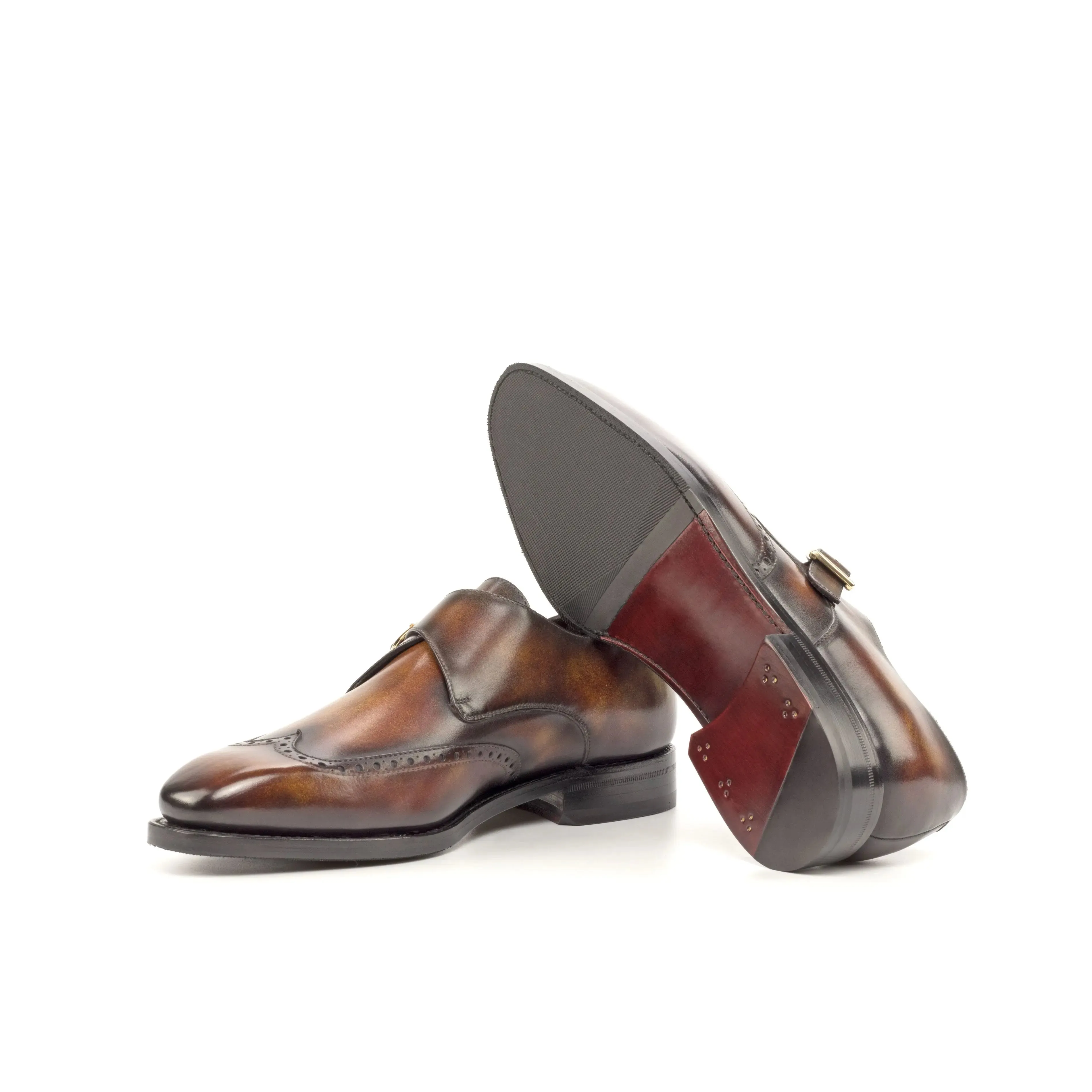 DapperFam Brenno in Fire Men's Hand-Painted Patina Single Monk