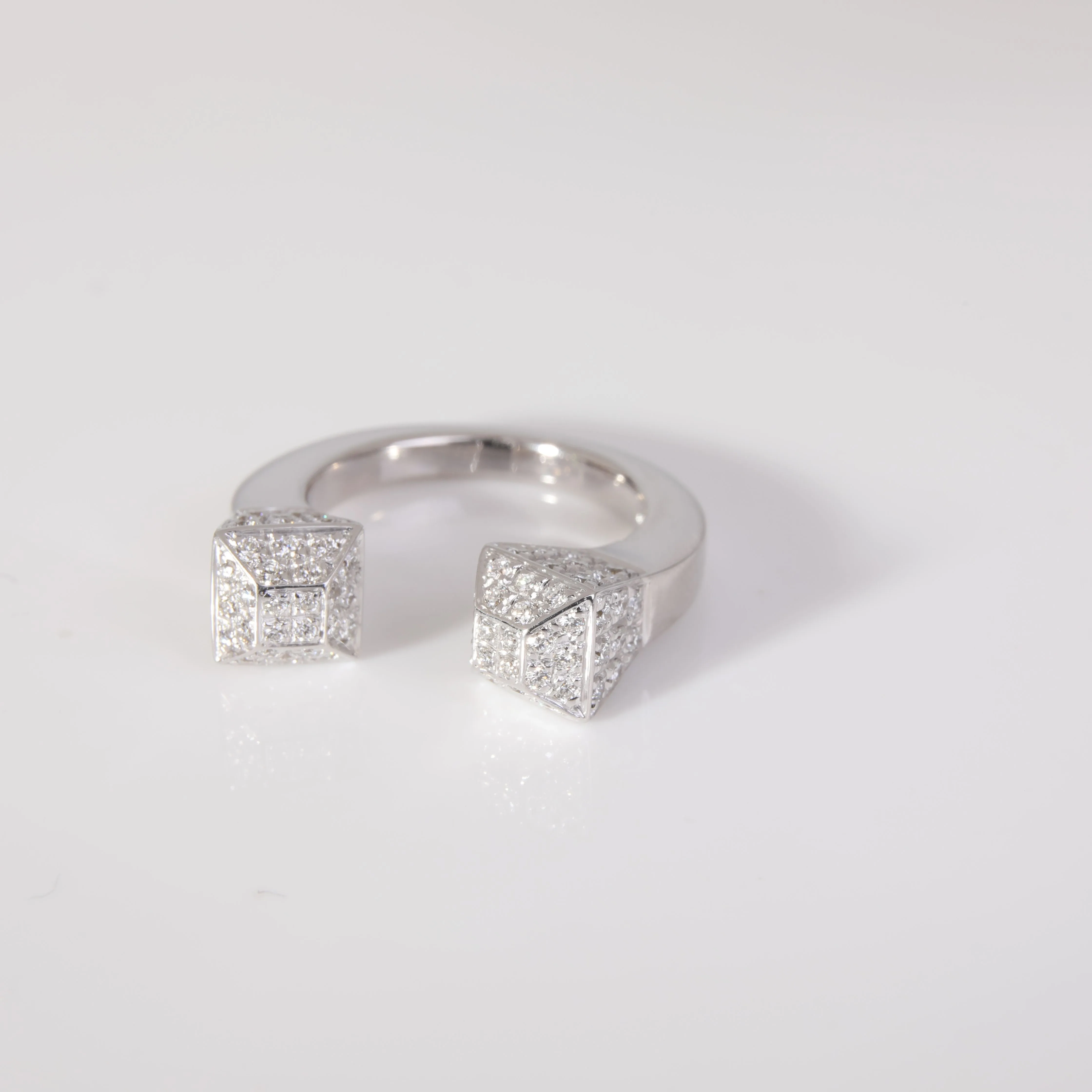 Diamond Nailhead Ring in 18k White Gold