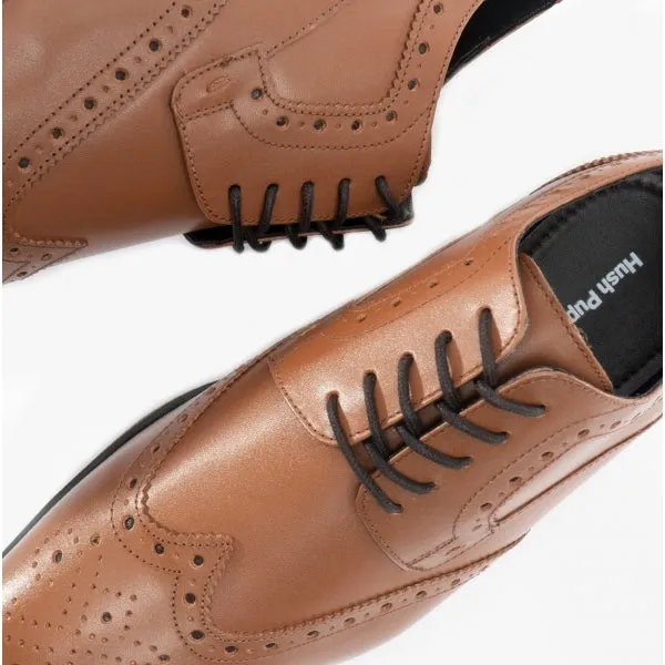 ELLIOT Mens Leather Brogue Oxford Shoes Tan