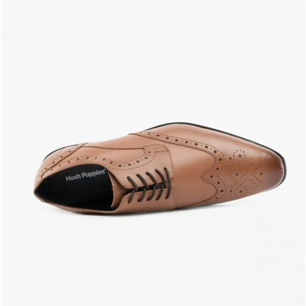 ELLIOT Mens Leather Brogue Oxford Shoes Tan
