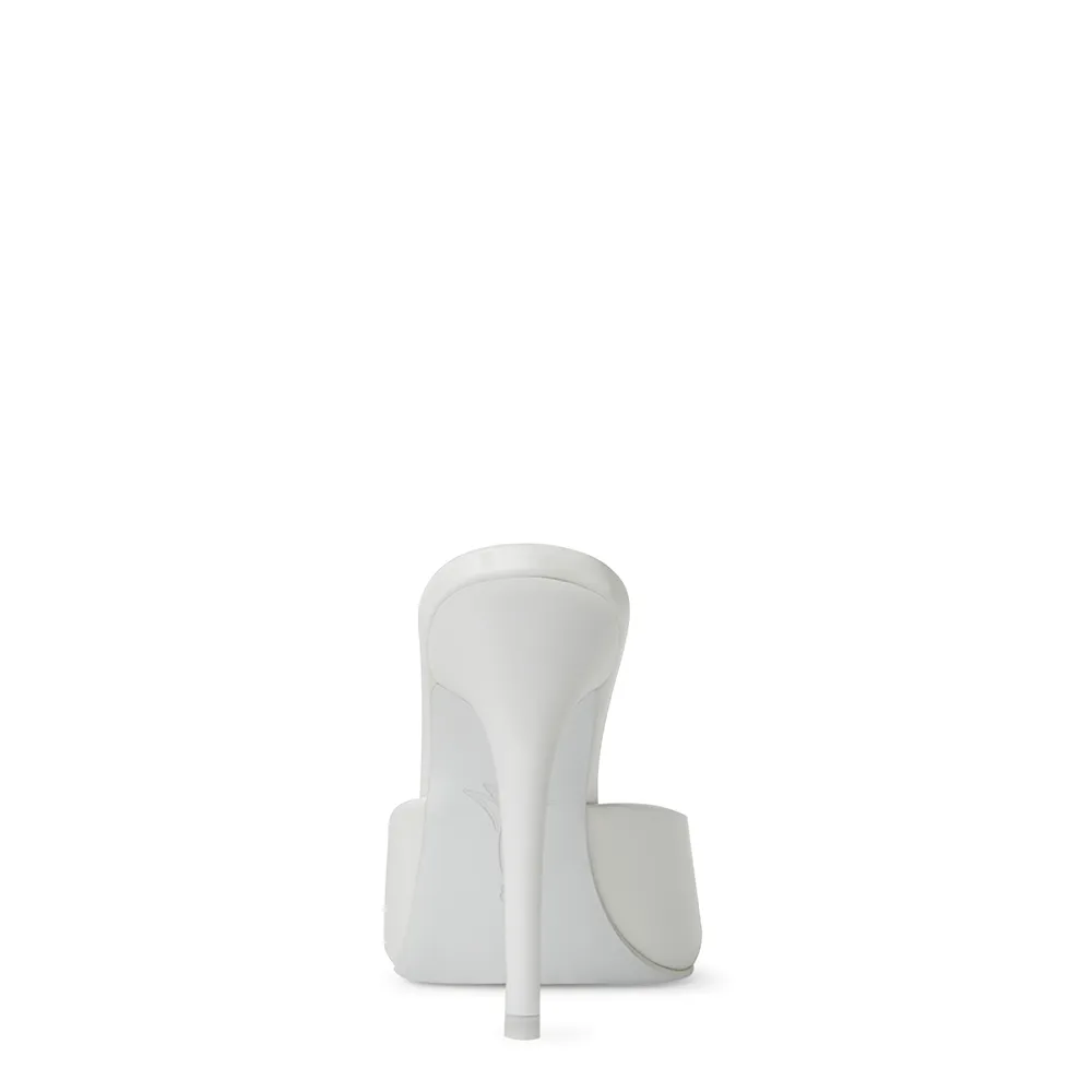 Ford White Patent Vegan Leather Open Toe Mules