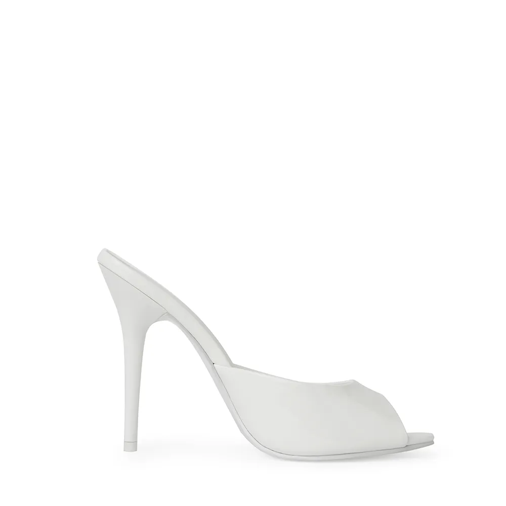 Ford White Patent Vegan Leather Open Toe Mules