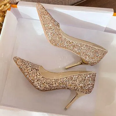 Glittered Stiletto Heel Pumps