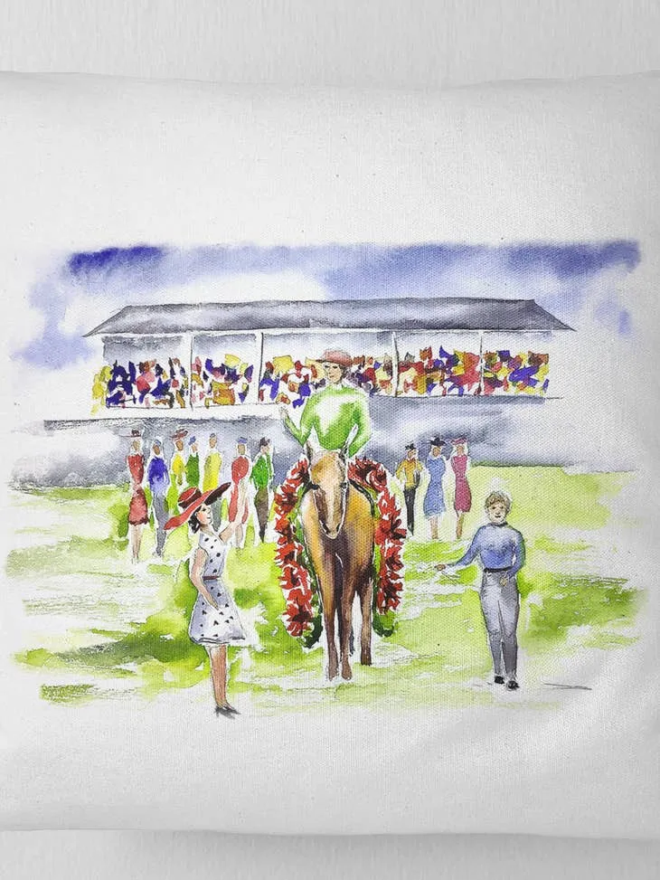 Horse Racing Derby Day Winners Circle Horse Pillow