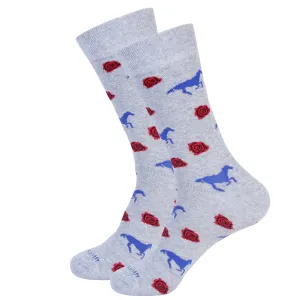 Horses and Roses Grey Socks