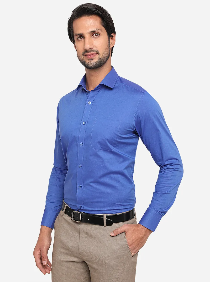 Light Blue Solid Slim Fit Formal Shirt | Metal