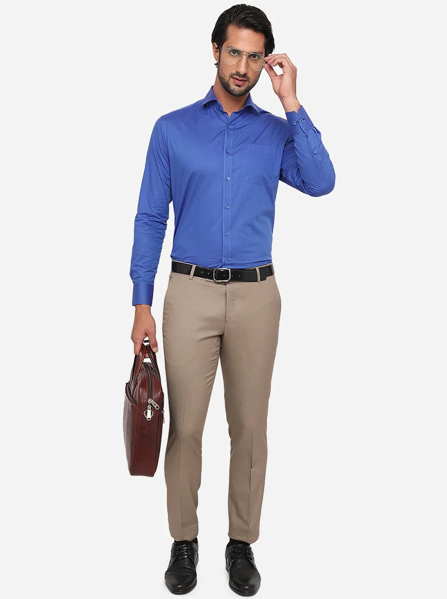 Light Blue Solid Slim Fit Formal Shirt | Metal