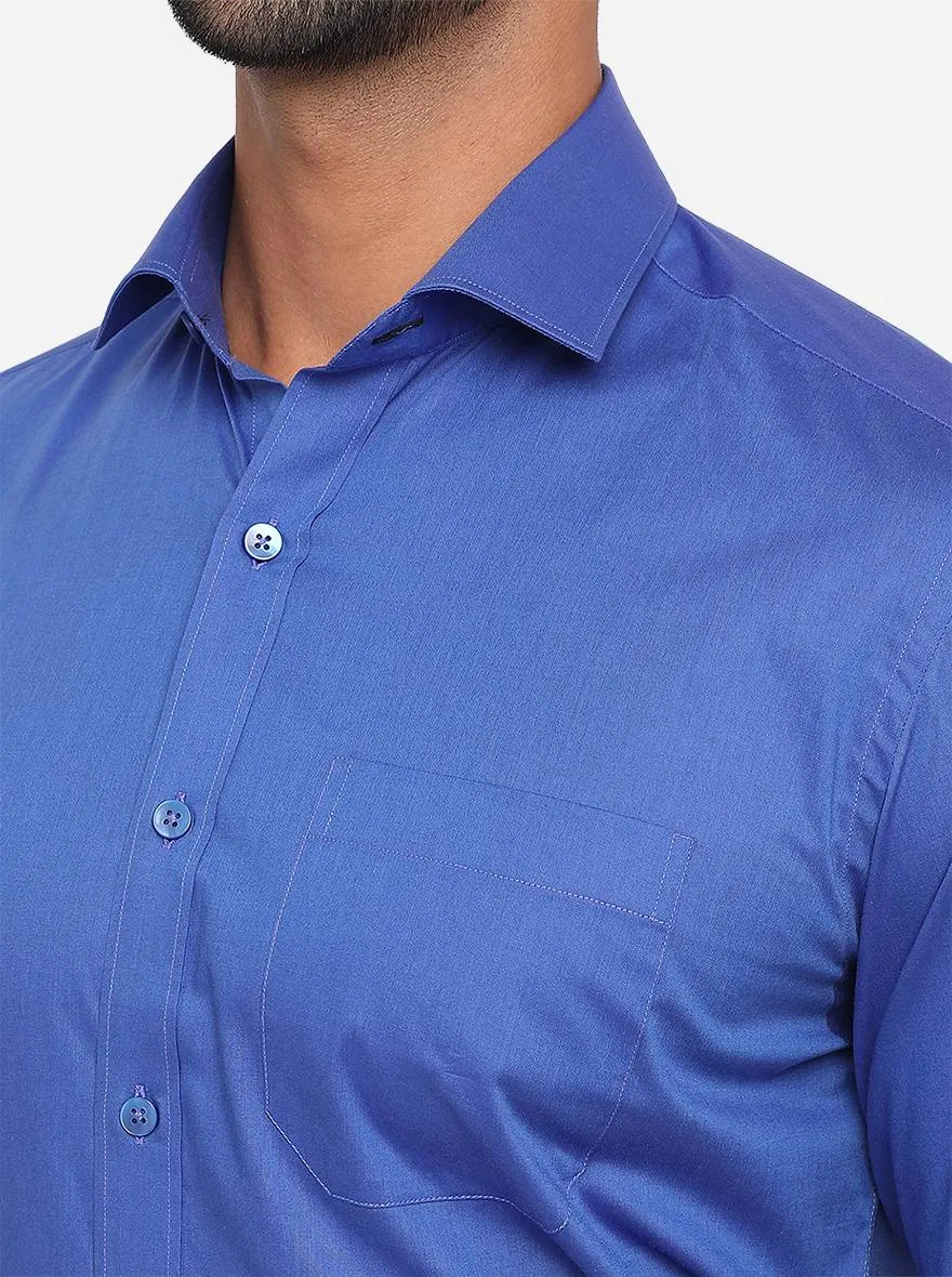 Light Blue Solid Slim Fit Formal Shirt | Metal