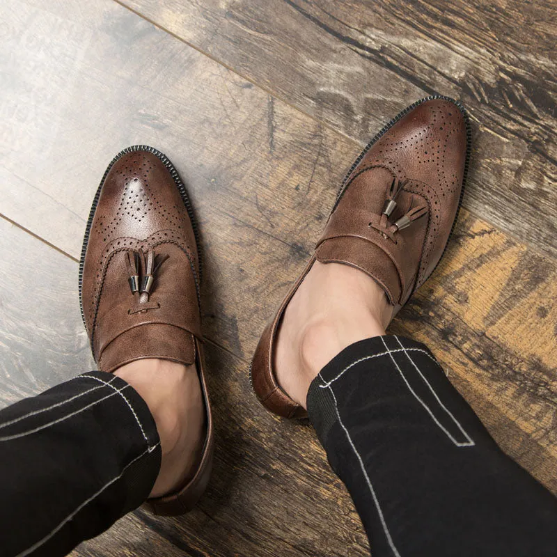 Luxury Artificial Leather With Tassel Slip On Shoes