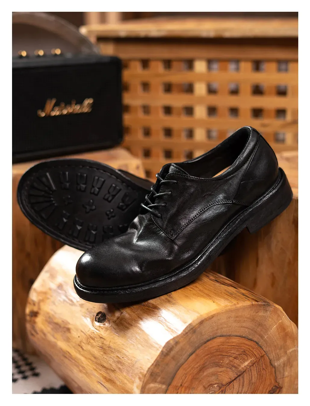 Men's Plain Toe Leather Derby Shoes