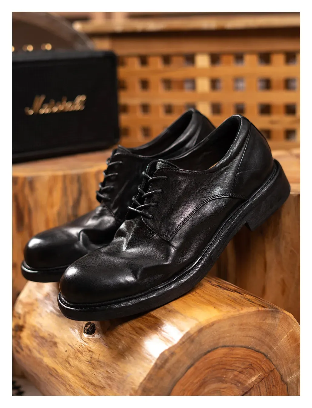 Men's Plain Toe Leather Derby Shoes