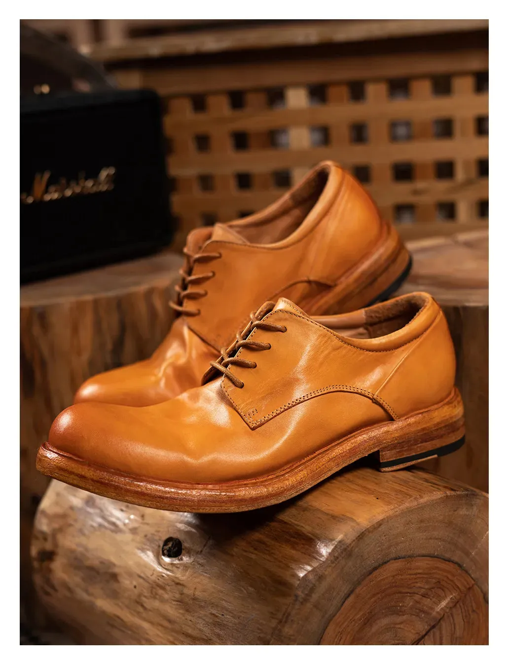Men's Plain Toe Leather Derby Shoes