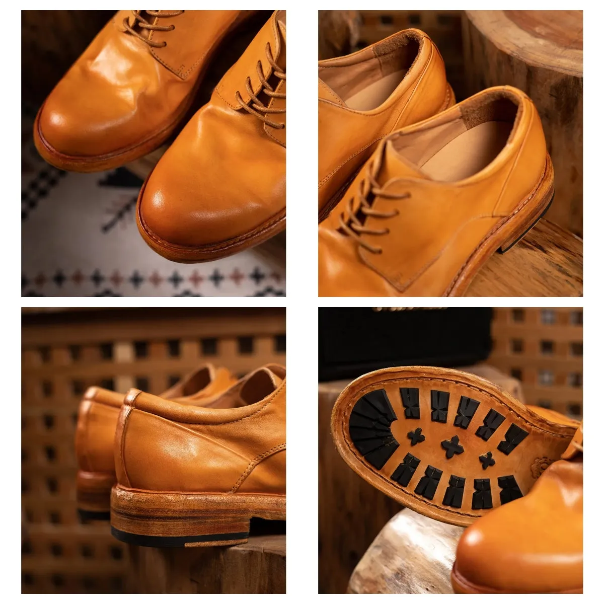 Men's Plain Toe Leather Derby Shoes