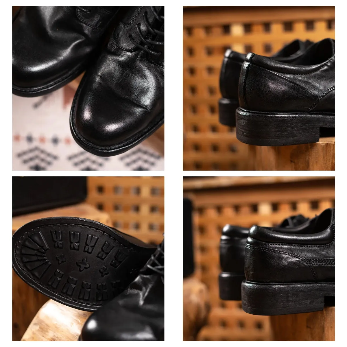 Men's Plain Toe Leather Derby Shoes