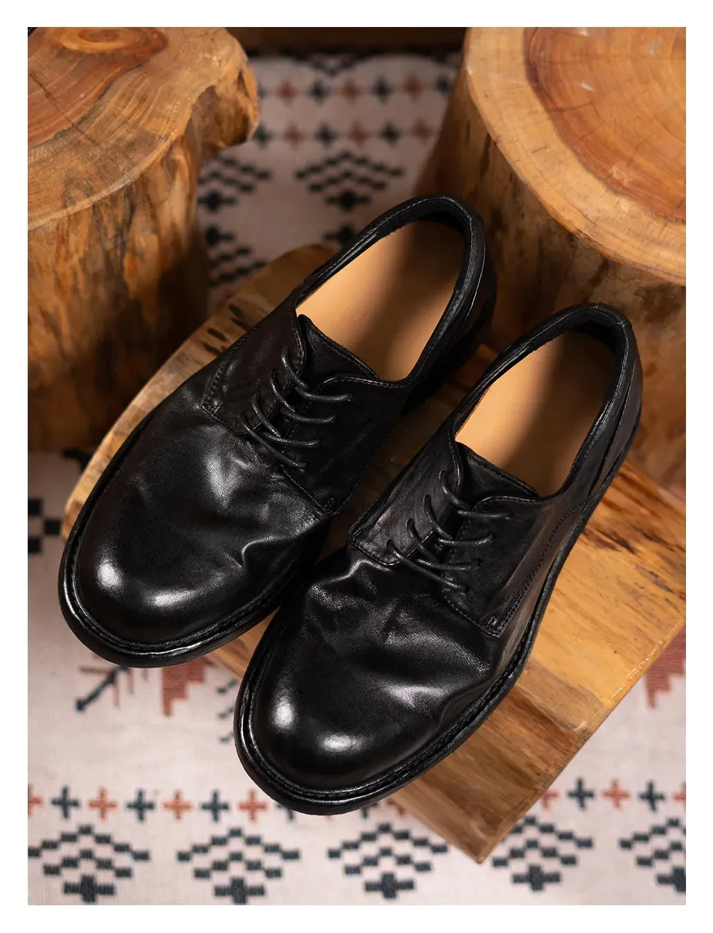 Men's Plain Toe Leather Derby Shoes
