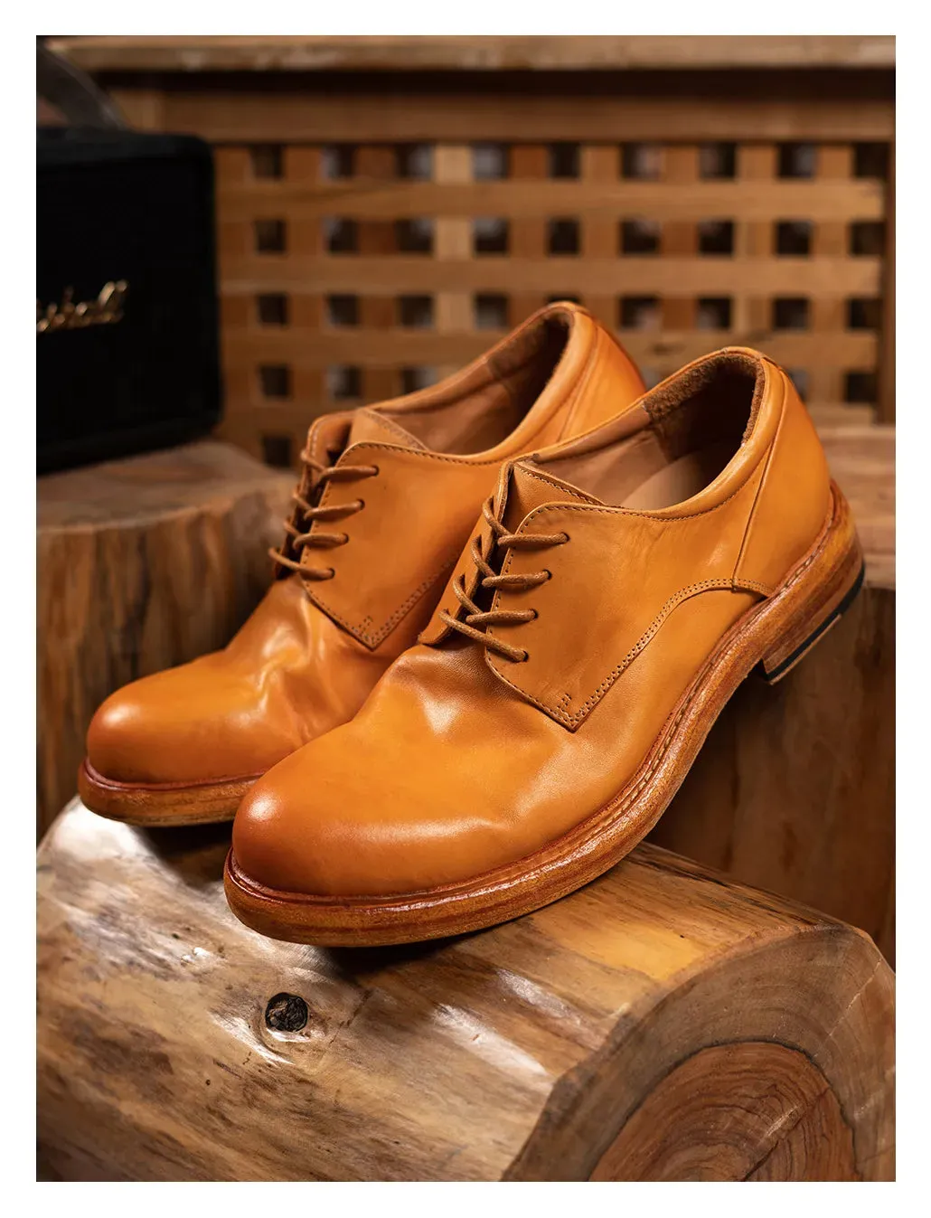 Men's Plain Toe Leather Derby Shoes